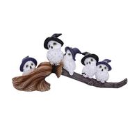 Nemesis Now Feathered Broomstick 26cm, Resin, White, Owl Figure, White Owl Ornament, Collectable Owl Giftware, Cast in the Finest Resin, Expertly Hand-Painted