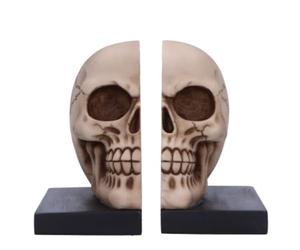Nemesis Now Final Chapter Skull Bookends - Gothic Split Skull Decor for Shelves and Desks, Resin Horror Book Holder Set for Gothic Home Office, Collectors & Dark Academia Fans