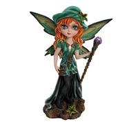 Nemesis Now Forest Fae Fairy with Jewel Staff and Dragon Figurine