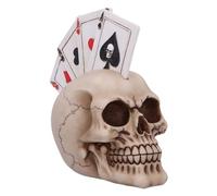 Nemesis Now Four of a Kind Skull, Poker Hand Playing Cards Mohican Skull Ornament, Skull Giftware, Cast in the Finest Resin, Expertly Hand-Painted, 19cm, Resin, Natural Bone