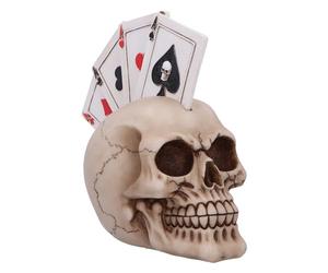 Nemesis Now Four of a Kind Skull, Poker Hand Playing Cards Mohican Skull Ornament, Skull Giftware, Cast in the Finest Resin, Expertly Hand-Painted, 19cm, Resin, Natural Bone