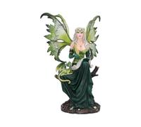 Nemesis Now Giada - Small Forest Fairy Figurine with Dragon Familiar, 31cm Fairy Statue, Whimsical Fairies Figurines for Dragon Fans, Gothic Decor, Fantasy Collectors, Resin Figure