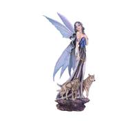 Nemesis Now Gothic Fantasy Fairy Statue with White Wolf - Hand-Painted Resin Figurines for Collectors, Gifts, and Home Decor - Lina 10 in