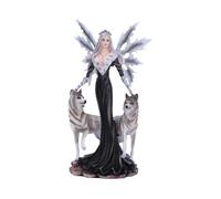 Nemesis Now Gothic Fantasy Fairy Statue with White Wolf - Hand-Painted Resin Figurines for Collectors, Gifts, and Home Decor - Protector of the Pack 9.5 in