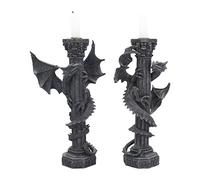 Nemesis Now Guardians of The Light Candle Holders, 28cm, (Set of 2), Black
