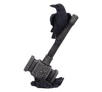 Nemesis Now Hammer of the Gods Figurine 23cm, Resin, Raven on Thor's Hammer Sculpture, Thor's Hammer Figurine, Norse Mythology Bedroom Décor, Cast in the Finest Resin, Expertly Hand-Painted
