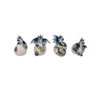 Nemesis Now Hatchlings Emergence (Set of 4) 8cm, Dragonling Hatching from Egg Figurines, Blue,green