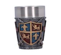 Nemesis Now Heraldic Shot Glass, Ornate Medieval Cup for Drinking, Noble Gold Fleur de Lis Crest Symbol