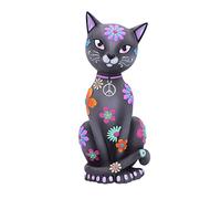 Nemesis Now Hippy Kitty 26cm, Resin, Black, Hippy Black Kitten, Hippy Kitty Figurine, Spiritual Gift, Cast in the Finest Resin, Expertly Hand-Painted