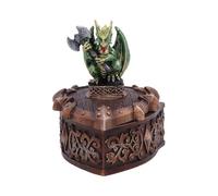 Nemesis Now Hoard Defender Box Dragon Trinket Box 10.5cm - Fantasy Shield Storage Box (Green)