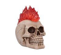 Nemesis Now Hot-Headed Decorative Resin Skull, Translucent Red Flame Light Up Mohawk, Hand-Painted Details, Ideal for Gothic Home Decor, 19 cm