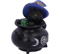 Nemesis Now Hubble and Bubble Black Cat & Cauldron Ornament Figurine Green