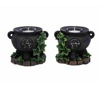 Nemesis Now Ivy Cauldron Pentagram Witchcraft Gothic Candle Holder Set D5458T1