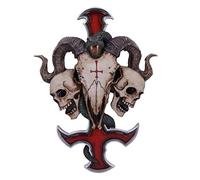 Nemesis Now James Ryman Devils Ram's Skull Petrine Cross Wall Plaque, Red, 30.5cm, B5304S0