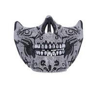 Nemesis Now Jewelled Skull Masquerade Mask - Intricate Skeleton Design with Rhinestones, Gifts & Cosplay for Masquerade Balls, Gothic Events - Silver