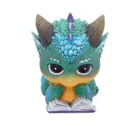 Nemesis Now Kindle Mini Dragon Figurine 7.4cm - Cute Reading Dragon Statue, Hand-Painted Resin Fantasy Collectible, Book Lover Desk Decor, Magical Shelf Ornament