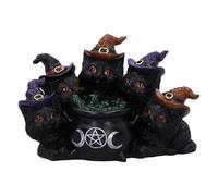 Nemesis Now Kindle's Potion Cat & Cauldron LED 18.8cm, Resin, Cast in the Finest Resin, Expertly Hand-Painted