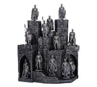 Nemesis Now Knights of the Tower Display with 48 Knights Figurine Set 25cm, Resin, Silver, Medieval Castle with 48 Knights Figure Set, Knights Merchandise, Cast in the Finest Resin, Hand-Painted