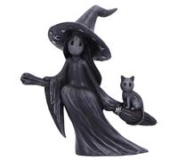 Nemesis Now Little Souls - Beam Figurine 12.7cm, Resin, Black, Witch Ghost on Broom Figurine, Cast in the Finest Resin, Expertly Hand-Painted