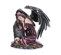 Nemesis Now Lost Love - Mourning Angel Statue of Gothic Remembrance, Resin Angel Figurine with Black Feathered Wings, for Fantasy and Gothic Decor