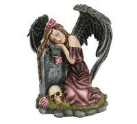 Nemesis Now Lost Love - Mourning Angel Statue of Gothic Remembrance, Resin Angel Figurine with Black Feathered Wings, for Fantasy and Gothic Decor