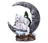 Nemesis Now Lunar Companions Figurine 19.3cm, Wolf and Moon Sculpture, Resin, Gothic Fantasy Merchandise, Cast in the Finest Resin, Hand-Painted