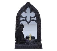 Nemesis Now Magic Mirror Figurine 21cm, Resin, Black, Black Cat Mirror and Tealight, Battery Powered Tealight (Batteries Not Included), Cast in the Finest Resin, Expertly Hand-Painted