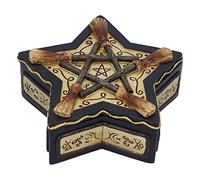 Nemesis Now Magick Protector Box 16cm, Resin, Wiccan Broomstick Box, Storage Box, Cast in the Finest Resin, Hand-Painted, Black and Light Yellow