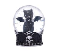 Nemesis Now Malpuss Snow Globe - Gothic Halloween Decor Indoor Figurine, Hand-Painted Resin Base, Glass Globe with Star Glitter, for Mom, Dark Fantasy Lovers, 13cm