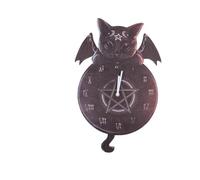 Nemesis Now Malpuss Tickin' Clock, Gothic Winged Cat Decor,