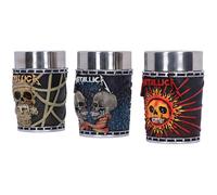 Nemesis Now Metallica Pushead Art Shot Glass Set of 3, Resin, Officially Licensed Metallica Merch, Removable Stainless Steel Inserts, Premium Gift Box, Cast in The Finest Resin, Expertly Hand-Painted