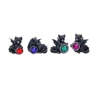 Nemesis Now Midnight Reward Mini Dragon Figurines Set of 4, 5cm - Fantasy Dragon Statue Set with Gemstones, Hand Painted Resin Mini Dragons With Gems