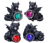 Nemesis Now Midnight Reward Mini Dragon Figurines Set of 4, 5cm | Fantasy Dragon Statue Set, Gemstones, Hand Painted Resin Mini Dragons, Gems