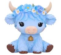 Nemesis Now Moo Crew Bluebell, 10.5 cm Blue Cow Figurine, Floral Crown | Hand-Painted Resin Mini Statue in Cute Seated Pose, Collectible, Gift Box