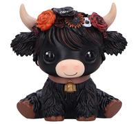 Nemesis Now Moo Crew Dahlia, 10.5 cm Black Cow Figurine, Floral Crown