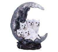 Nemesis Now Moon Litter Wolf Set Plus Moon W/LED Light 20cm, Resin, Cast in the Finest Resin, Expertly Hand-Painted