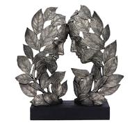 Nemesis Now Natural Emotion Love, Silver, 31cm | Resin, Touching Heads Leaves Sculpture, Wedding or Valentine’s Day Gift, Cast in the Finest Resin