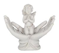 Nemesis Now NEM3997 Raised To Heaven Cherub Figurine 11cm, Resin, White, Expertly Crafted Cherub Figurine, New Parent Gift, Cast in the Finest Resin, Expertly Hand-Painted