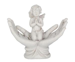 Nemesis Now NEM3997 Raised To Heaven Cherub Figurine 11cm, Resin, White, Expertly Crafted Cherub Figurine, New Parent Gift, Cast in the Finest Resin, Expertly Hand-Painted