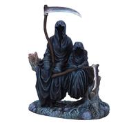 Nemesis Now Next in Line Figurine, Reaper with Child, Black, 19cm | Resin, Resting on Tree Ornament, Humorous Premium Horror Figure, Cast in the Finest Resin