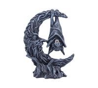 Nemesis Now Nightwing Moon - 13 cm Bat on Crescent Moon Figurine, Hand-Painted Matte-Black Resin Gothic Display, Tree-Textured Moon & Base, Collectible With Gift Box