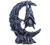 Nemesis Now Nightwing Moon - 13 cm Bat on Crescent Moon Figurine, Hand-Painted Matte-Black Resin Gothic Display, Tree-Textured Moon & Base, Collectible With Gift Box