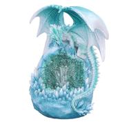 Nemesis Now Northern Lights White Dragon & Crystal W/LED 20.5cm, Resin, White, Cast in the Finest Resin, Expertly Hand-Painted