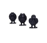 Nemesis Now Ornaments Three Wise Ravens Hand-Painted Hear No Speak No See No