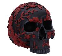 Nemesis Now Poppy Skull Ornament, Resin, Black, 14cm