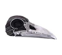 Nemesis Now Quoth The Raven Skull Ornament - Resin Raven Skull with Silver Beak, Hand-Painted Gothic Decor, Dark Literature-Inspired Figurine