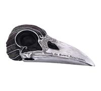 Nemesis Now Quoth The Raven Skull Ornament - Resin Raven Skull with Silver Beak, Hand-Painted Gothic Decor, Dark Literature-Inspired Figurine