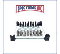 Raised Fantasy Vampire & Werewolf Chess Set With Corner Towers New & Boxed 43cm