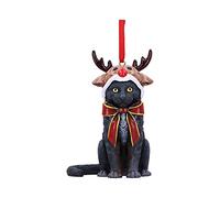 Nemesis Now Reindeer Cat Hanging Ornament (LP) 9cm, Black, Christmas
