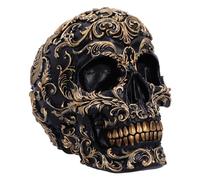 Nemesis Now Renaissance Skull 19cm, Resin, Black & Gold, Gold Baroque Style Pattern, Black Skull Ornament, Gothic Décor, Cast in the Finest Resin, Expertly Hand-Painted